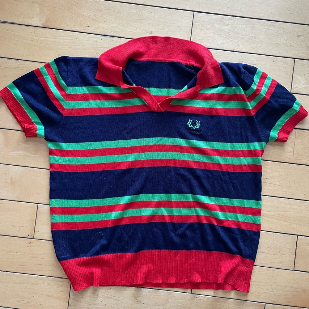 Striped Women Polo Shirt - Red, Green, and Blue